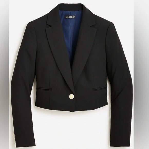 J. Crew Jackets & Blazers - J.Crew Cropped City Crepe Blazer with‎ Gold Button – Size 12 - NWT